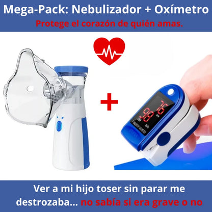 Combo Nebulizador + 2 Mascaras Adulto Y Niño + Oximetro de Regalo - Cuando necesitas nebulizar, lo último que quieres es salir a buscar